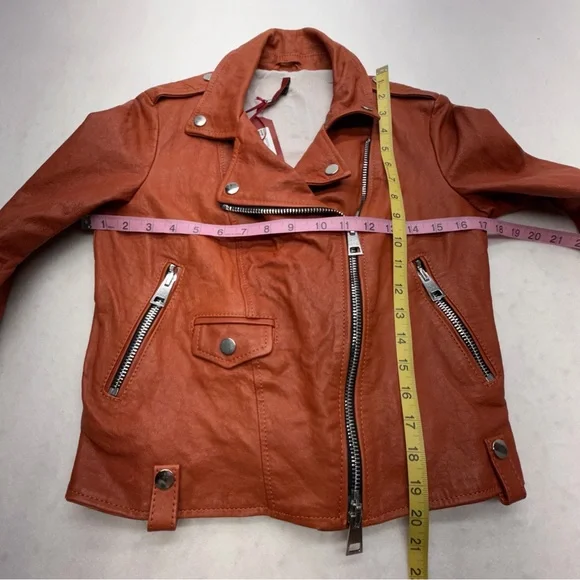 Imperial Biker Jacket Short with Zip And Pockets Leather Women’s Size Small